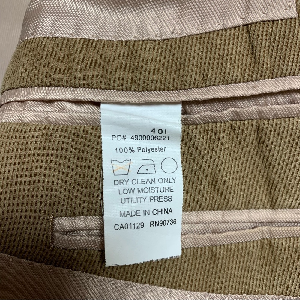 Calvin Klein Tan Taupe Brown Delicate Corduroy Blazer Sport Coat Fall Jacket 40L - Picture 8 of 12